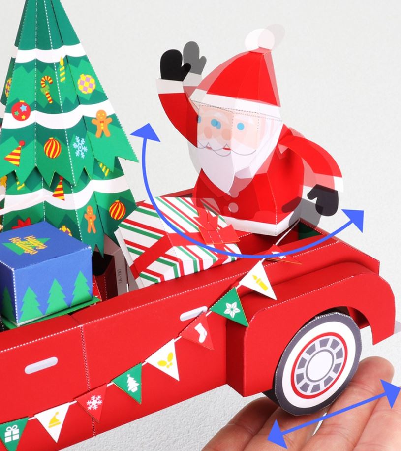 Mô hình giấy Lễ hội Giáng Sinh Ông già NOEL Cheerful Santa Christmas car