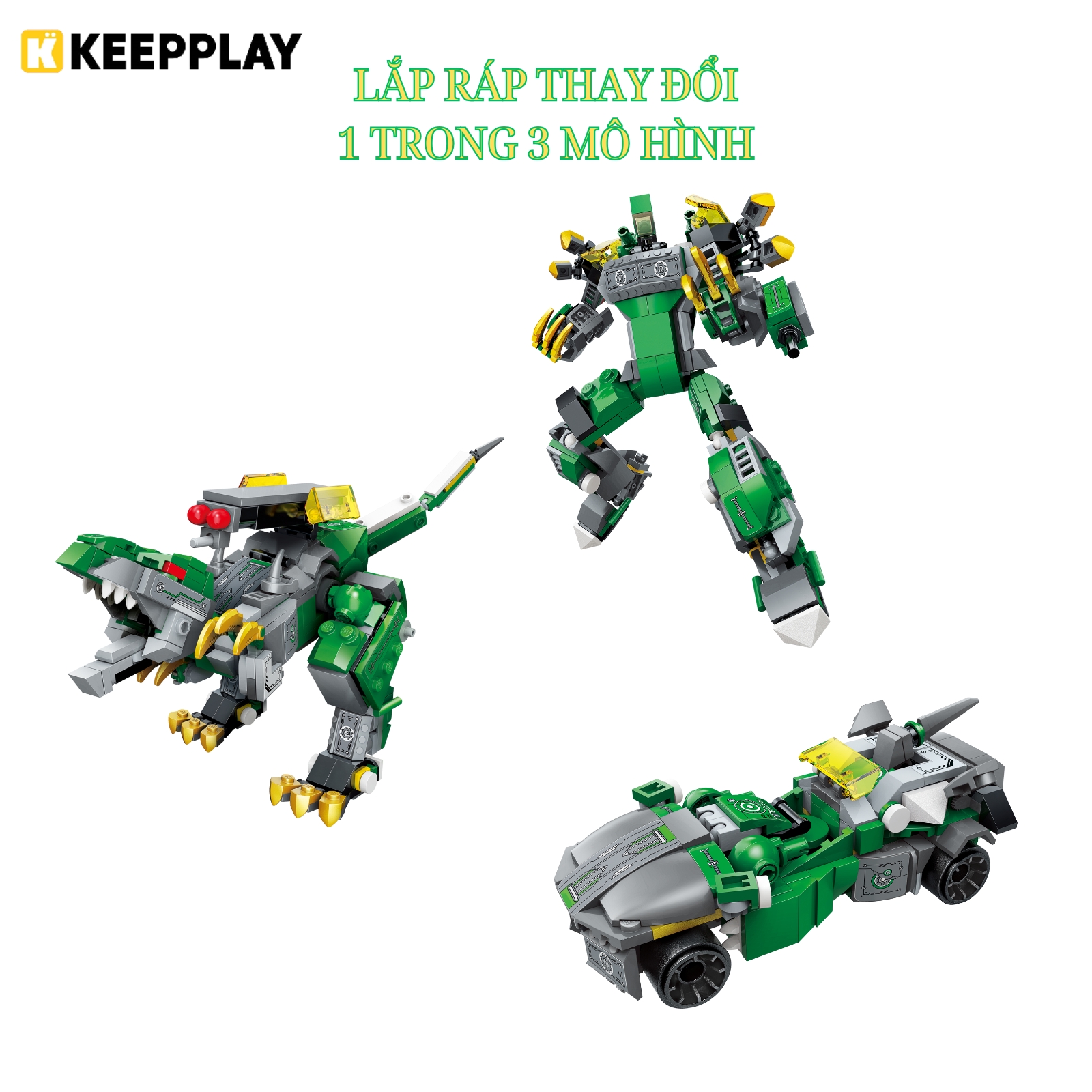 Đồ chơi lắp ráp, xếp hình K Keepplay 42115 - Robot xanh biến hình (329 mảnh ghép)