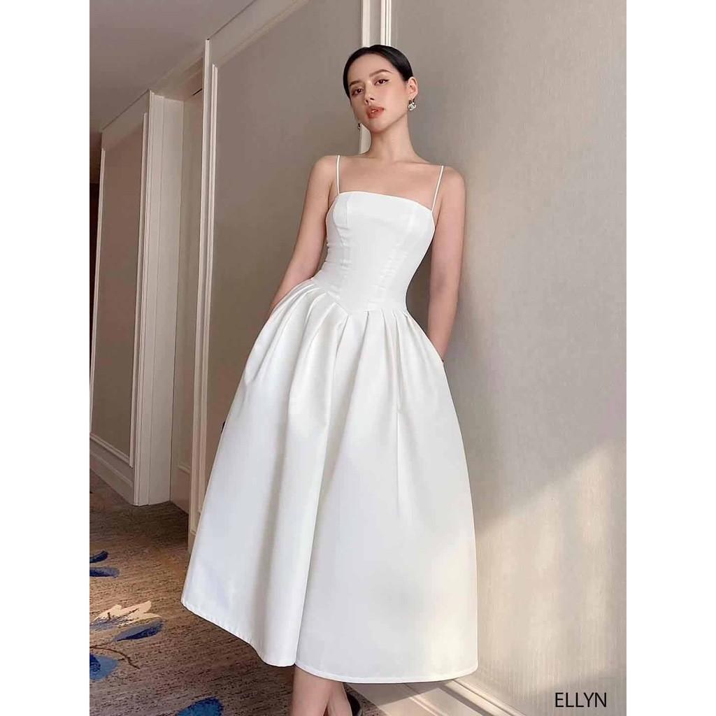 Đầm 2 dây dự tiệc cao cấp Napubee - váy maxi trắng đi biển thiết kế ELLYN DRESS