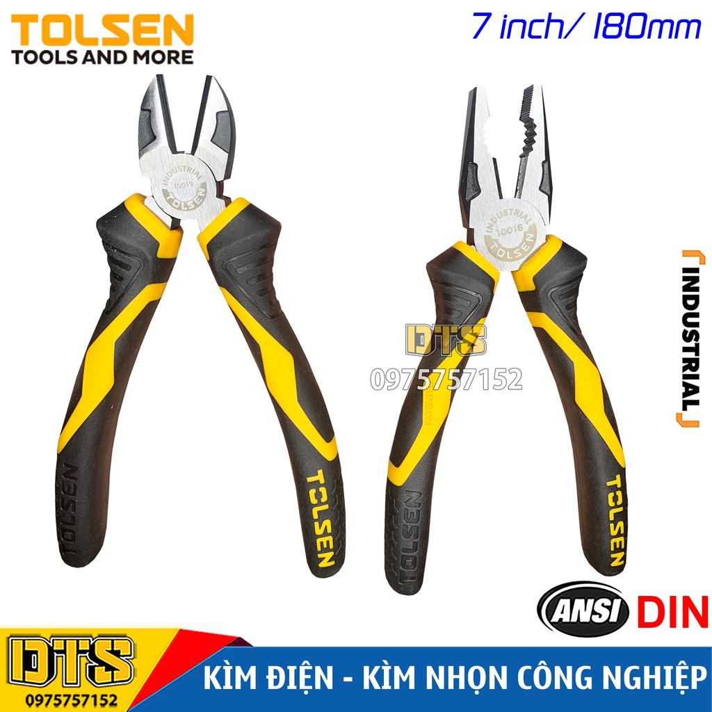 Kìm điện tổ hợp, kìm cắt công nghiệp TOLSEN 7 inch/ 180mm, thép CR-V cao cấp mạ Niken chống gỉ - Tiêu chuẩn Châu Âu