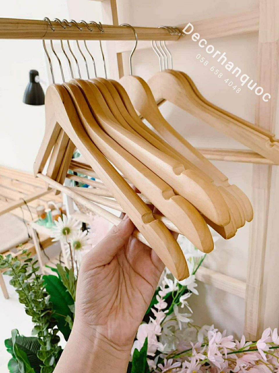 Combo móc gỗ treo quần áo cao cấp