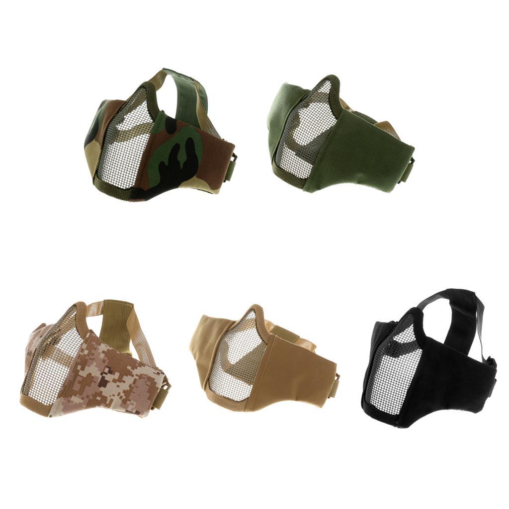 Half Face Lower Mask Metal Steel Mesh Adjustable Hunting Mask for Paintball Army CS