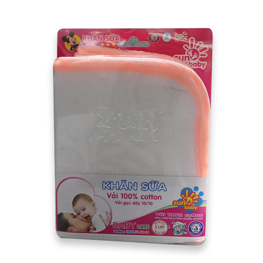 10 khăn sữa dày vĩ trung 100% cotton giúp hút ẩm và thân thiện với làn da cho bé C30VD_SUNBABY