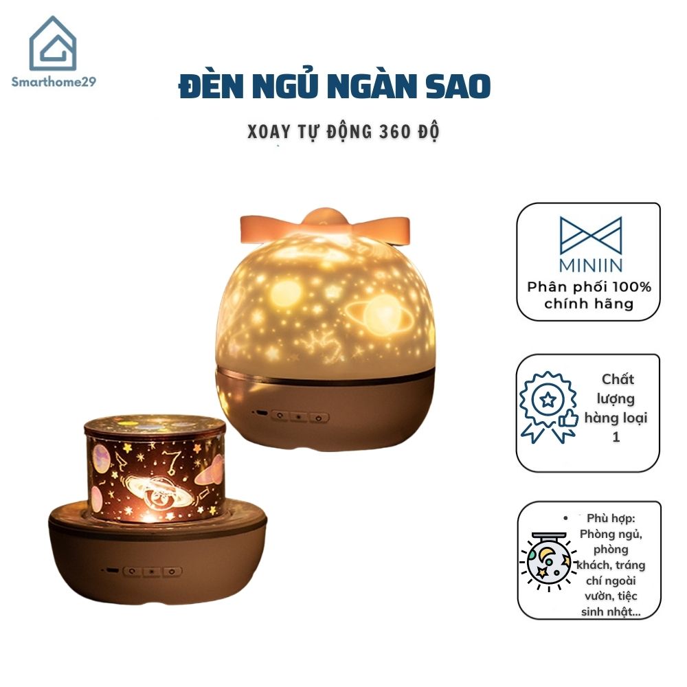 Đèn Ngủ Kiêm Đèn Chiếu Ngàn Sao Trang Trí Phòng 6 Phong Cách Xoay Tự Động - Hàng Loại 1 - Chính Hãng MINIIN