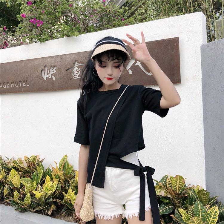 Áo Thun Nữ Croptop Thắt Nơ Độc Đáo, Cá Tính Hottrend Hè 2021