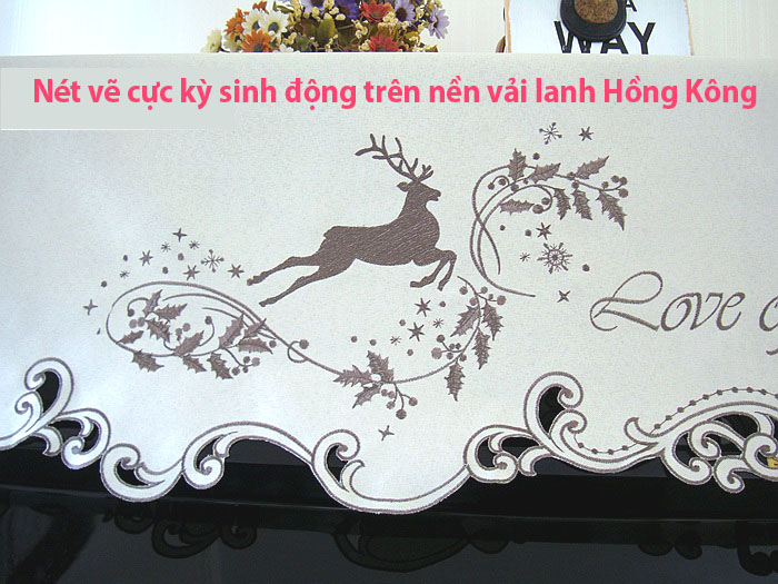 ★Khăn phủ nóc đàn PIANO thêu hình hươu MAY MẮN★