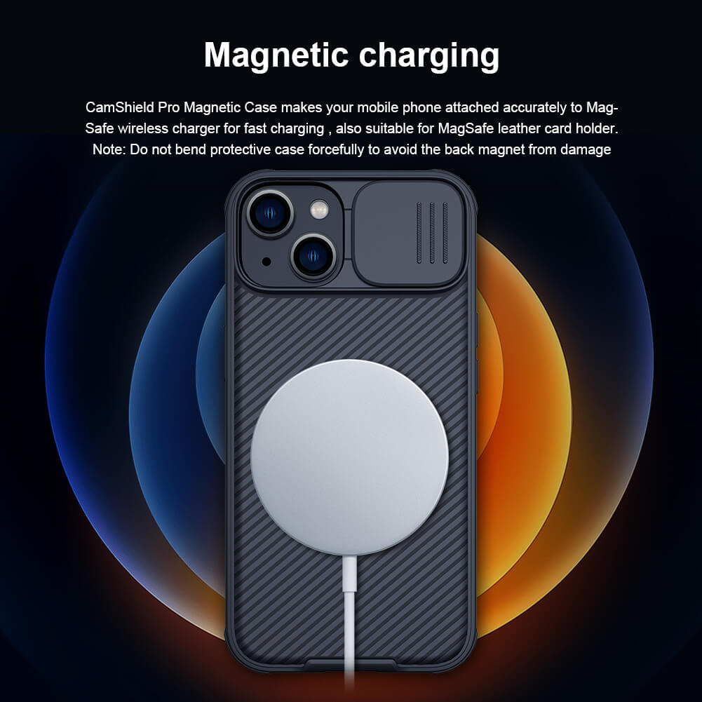 Ốp lưng maqsafe chống sốc cho iPhone 14 Plus bảo vệ Camera hiệu Nillkin Camshield Pro chống sốc cực tốt, chất liệu cao cấp, có khung & nắp đậy bảo vệ Camera - hàng nhập khẩu