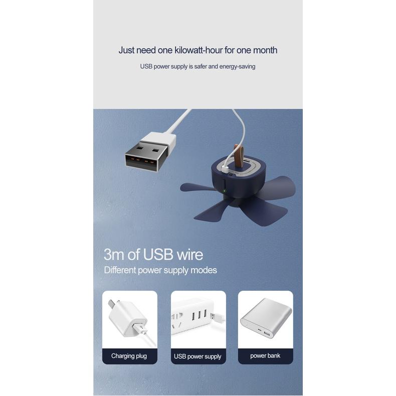 Quạt trần JIASHI cỡ nhỏ sạc USB điều khiển từ xa cho học sinh/ cắm trại/ ký túc xá Hàng nhập khẩu