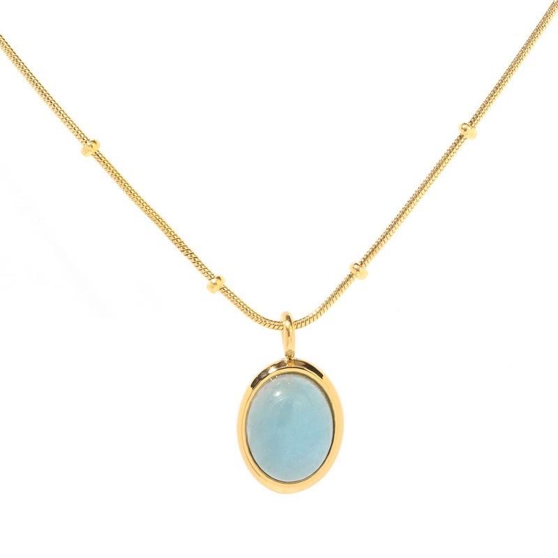 Dây chuyền nữ titan không đen mặt đá ngọc vintage đẹp Ring House