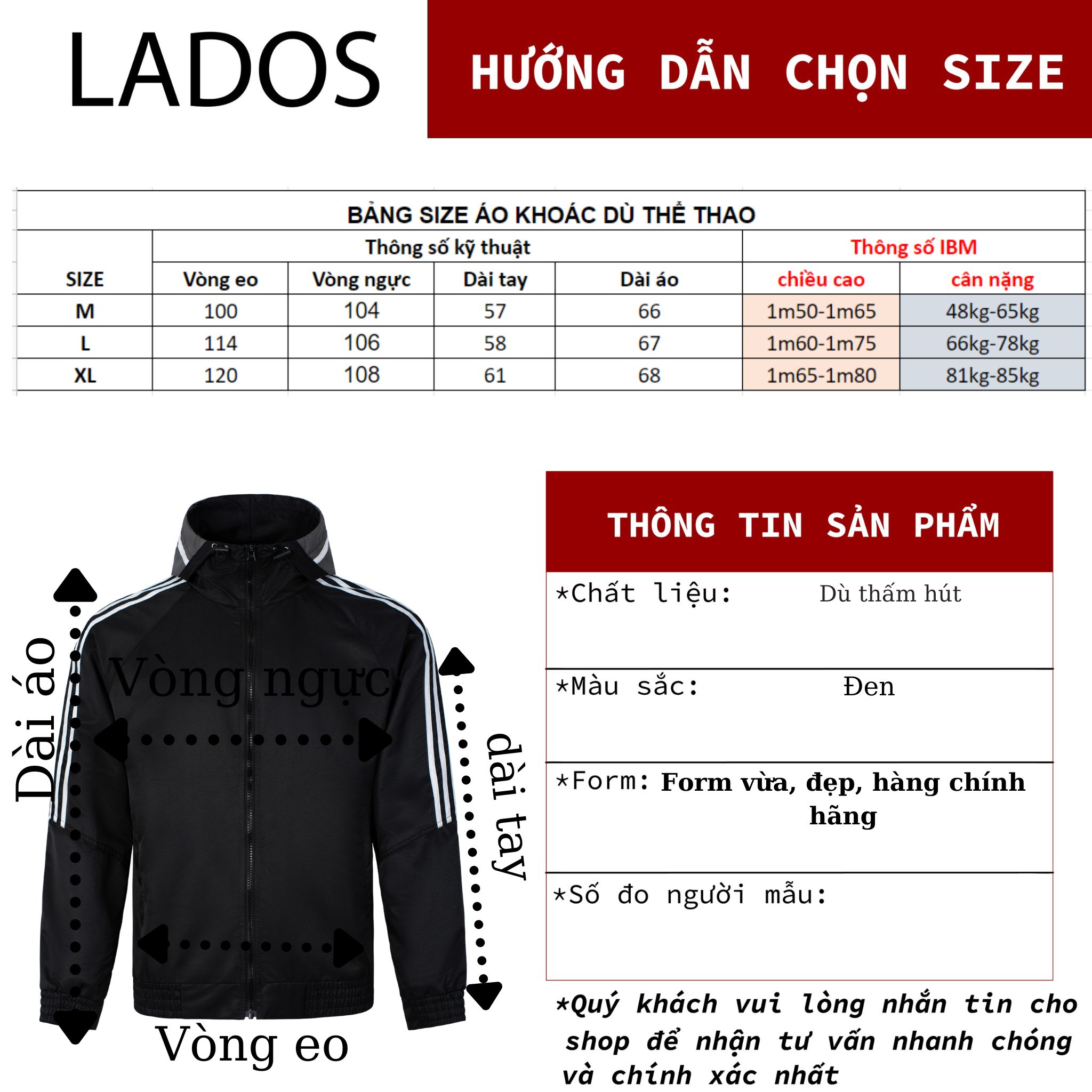 Áo khoác dù thể thao có nón cao cấp LADOS 2067 thoáng mát, thấm hút tốt, phong cách thời trang