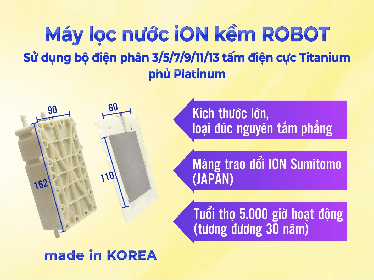 Máy Lọc Nước Điện Giải Ion Kiềm ROBOT IonQueen 912 Chế Độ Nóng Nguội Lạnh - 9 Tấm Điện Cực Titanium Phủ Platium - Hàng Chính Hãng