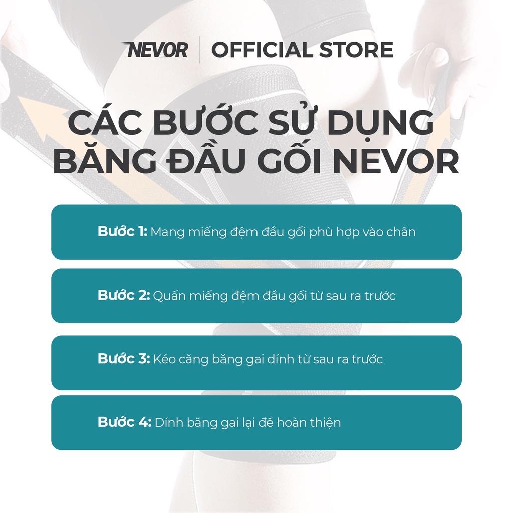 Băng đầu gối Nevor BDG04 có đai quấn tuỳ chỉnh giúp bảo vệ khớp gối, giảm thiểu căng cơ, chấn thương dây chằng.