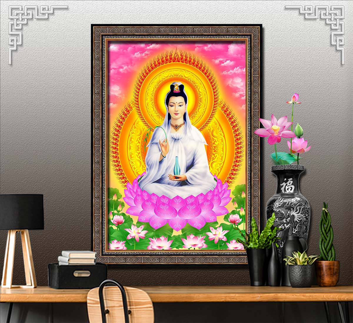 Bức tranh ĐỨC PHẬT gồm 2 lựa chọn chất liệu in trên vải lụa canvas hoặc trên giấy ảnh bề mặt PVC gương, mã số: TP20071372L8D