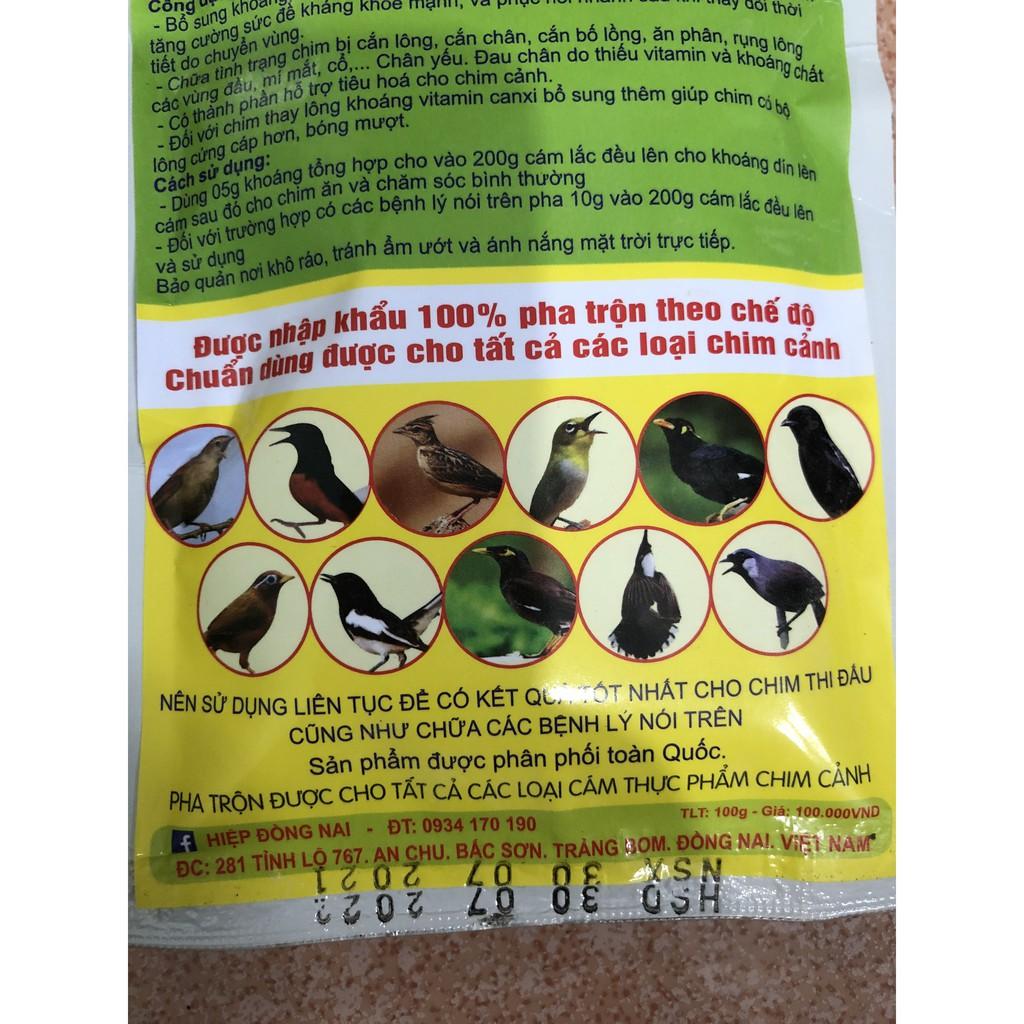 Khoáng vitamin canxi dành cho chim cảnh cao cấp thương hiệu Hiệp Đồng Nai gói 100g