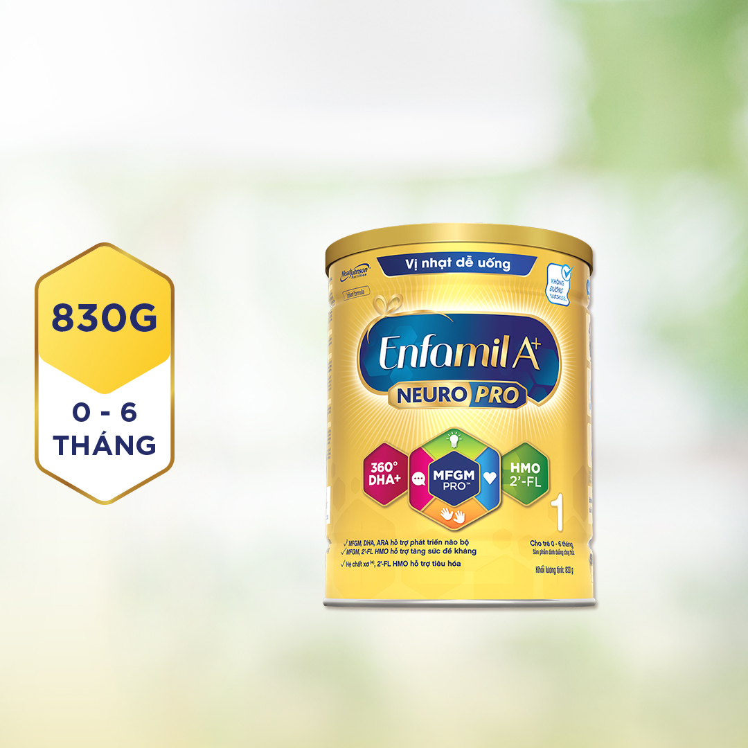 Combo 4 lon sữa bột Enfamil A+ NeuroPro 1 với 2’-FL HMO cho trẻ từ 0 – 6 tháng tuổi– 830g