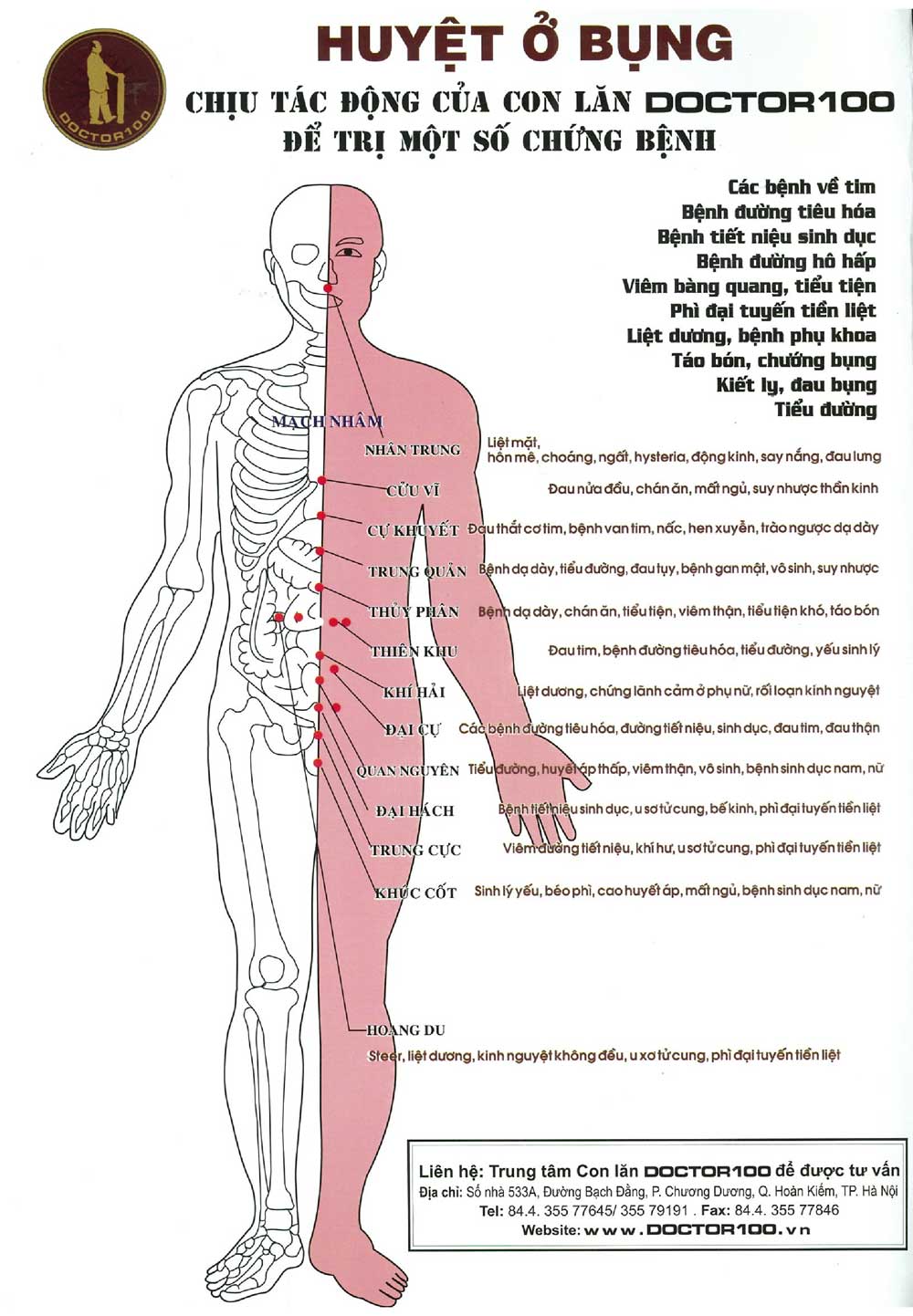 Con lăn cột sống Doctor100 tiêu chuẩn kèm túi da đựng . Con lăn massage toàn thân