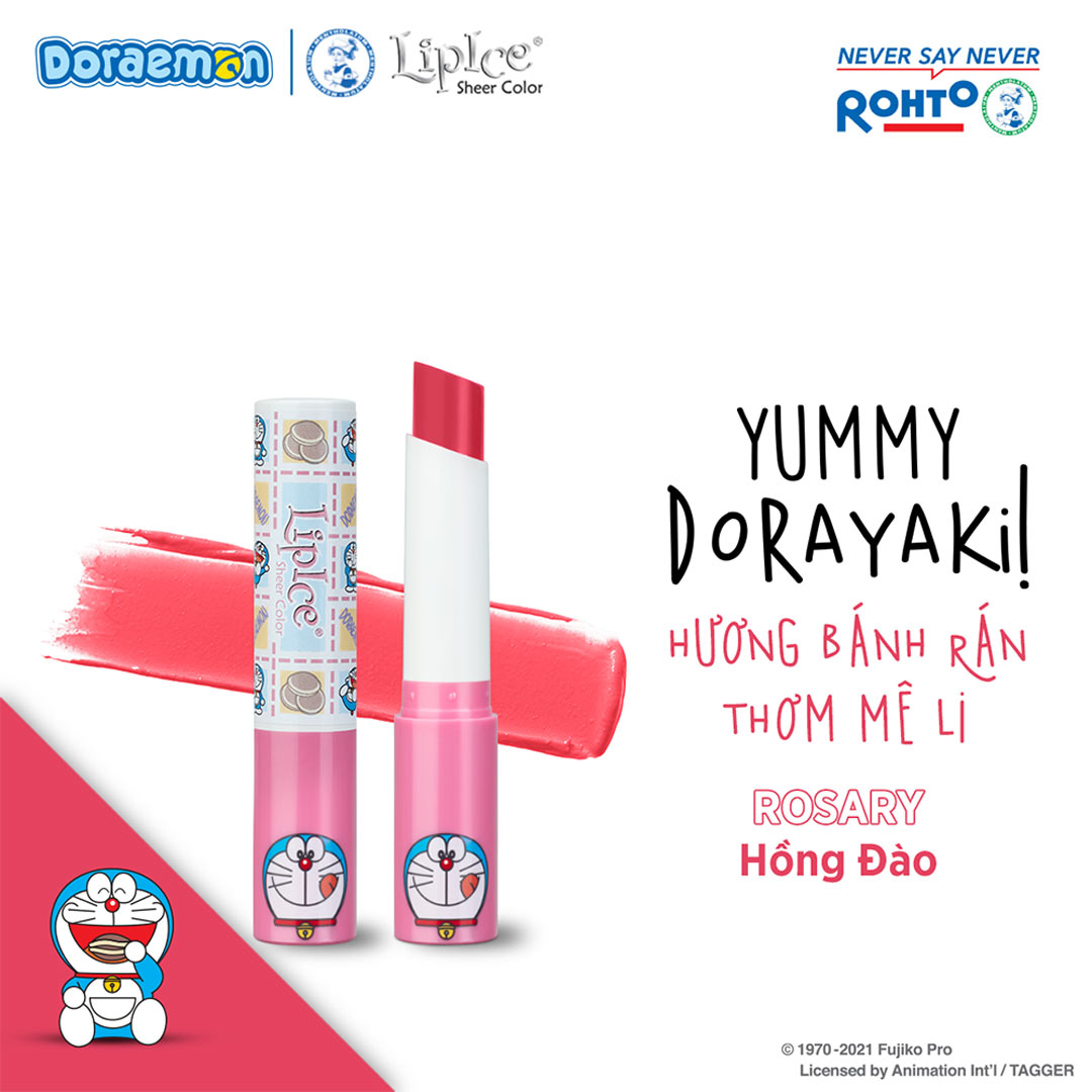 LipIce Son Dưỡng Có Màu Hồng Đào Doraemon LipIce Sheer Color Dorayaki X Rosary 2,4g