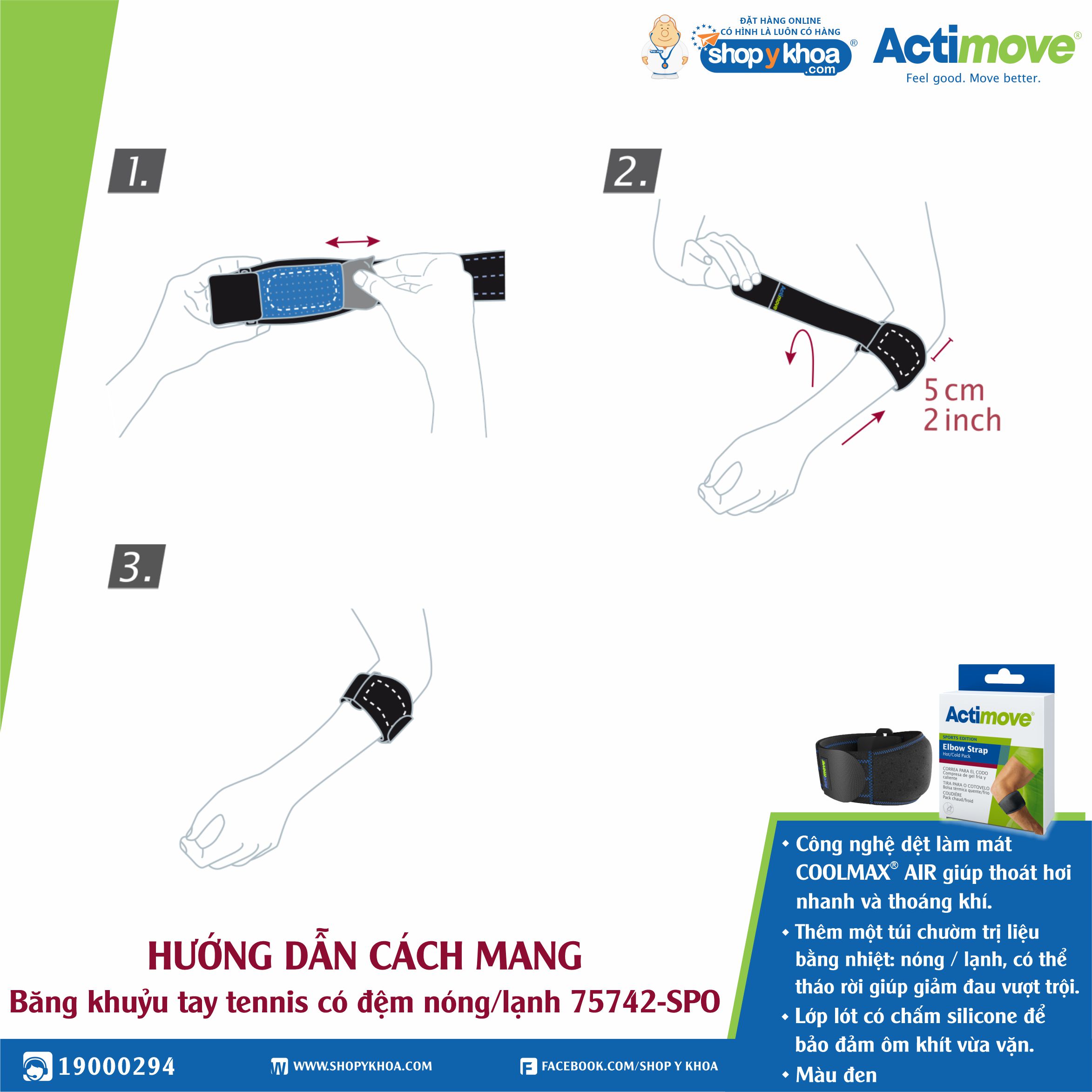 Băng khuỷu tay tennis có đệm nóng/lạnh 75742-SPO Actimove Elbow Strap