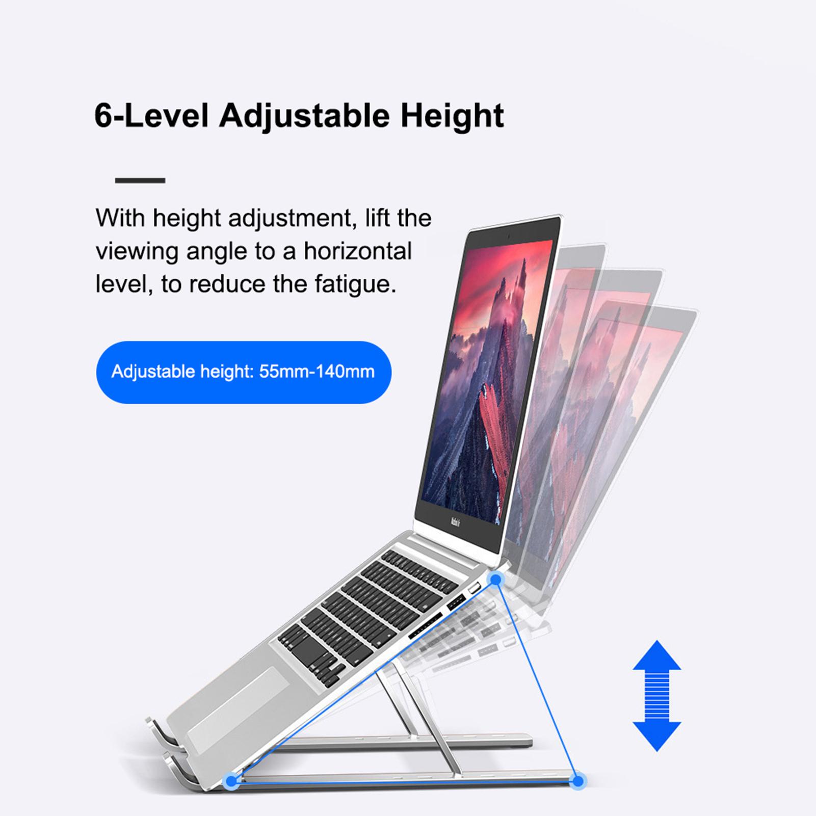 Foldable Laptop Stand Computer Holder Bracket 6-Level Adjustable Height Heat Dissipation Design Portable Bendable