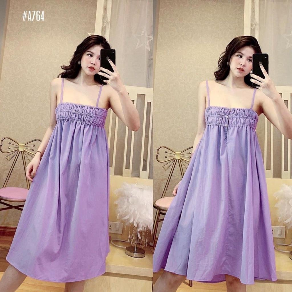 Đầm babydoll 2 dây nhún ngực có 6 màu