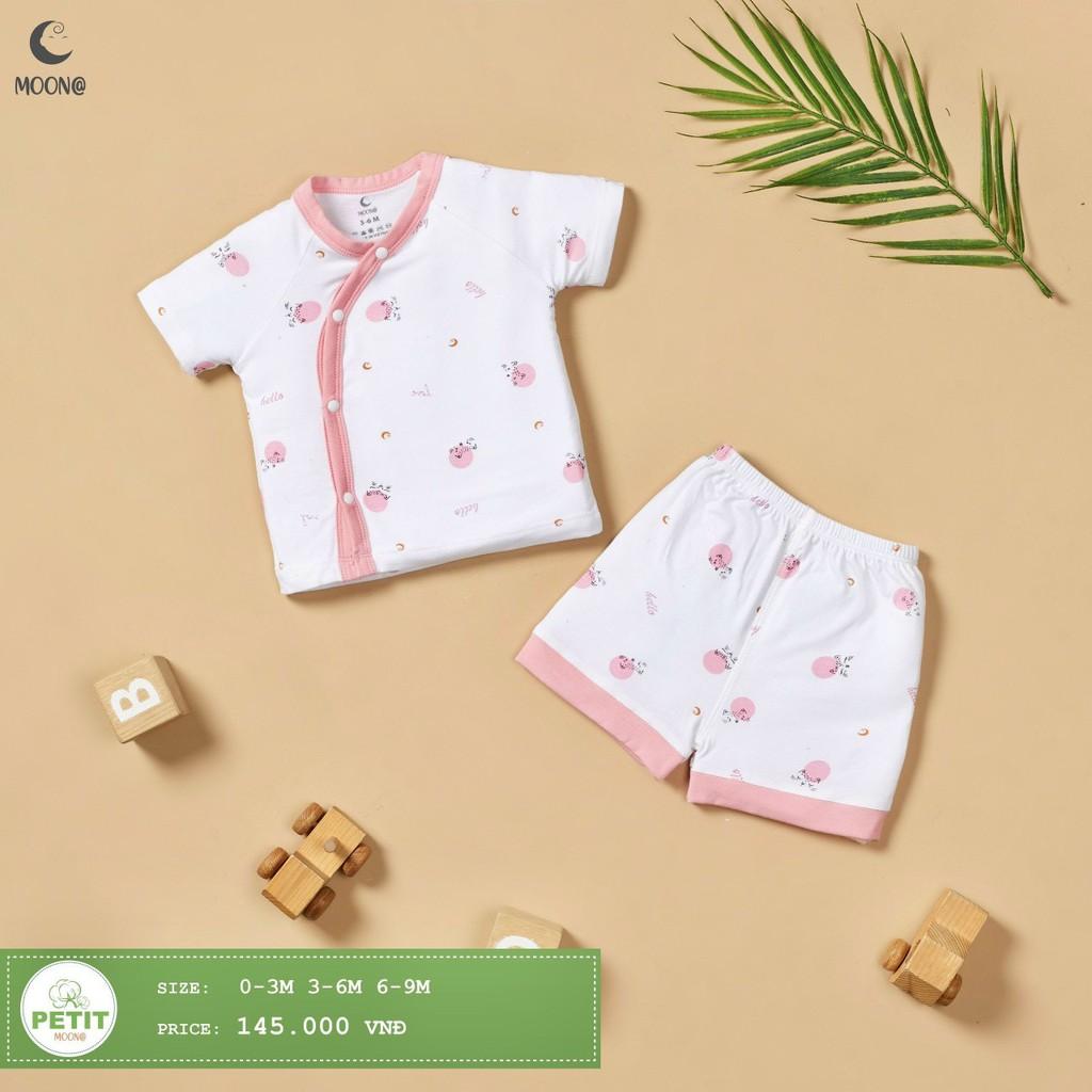 Bộ sơ sinh Moon cộc size 0/3,3/6,6/9m vải peptit mịn,mát