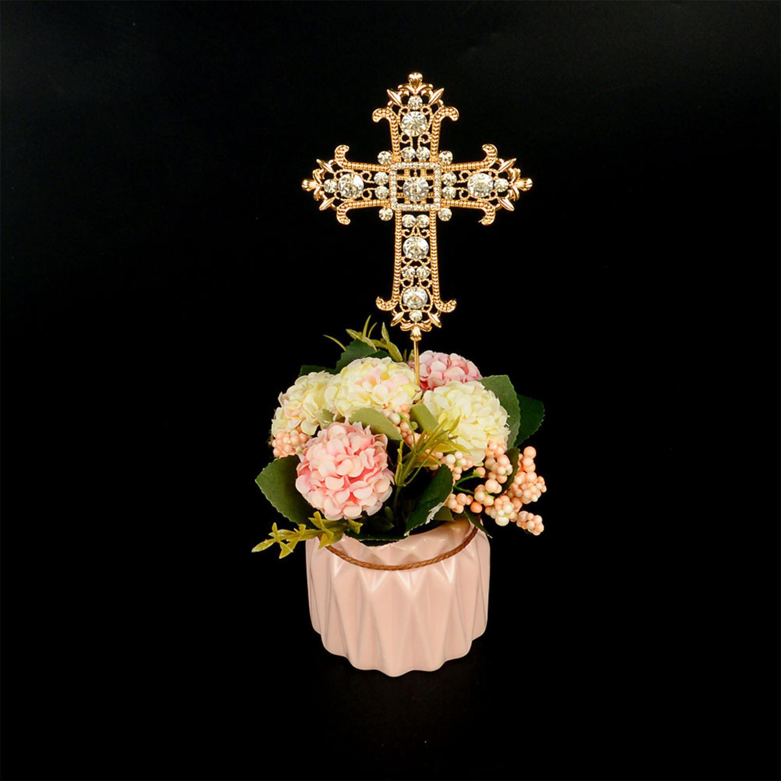 Cake Decoration Cross Cake Topper Rhinestone for Engagement Celebration Baby