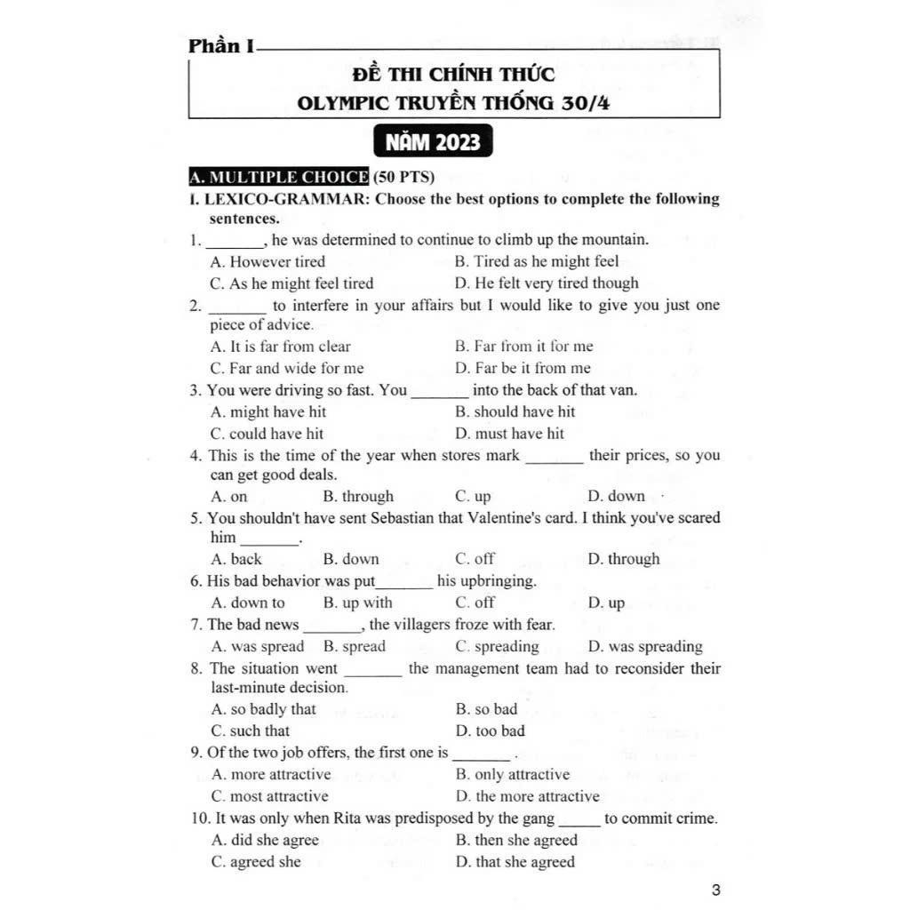 Sách - Tổng Tập Đề Thi Olympic 30 Tháng 4 Môn Tiếng Anh Lớp 10 - Ban Tổ Chức Kỳ Thi - Hồng Ân