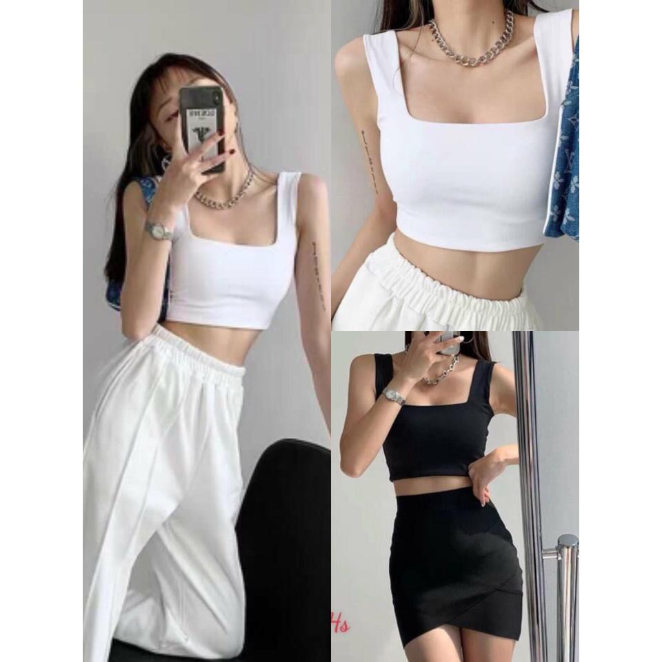 Áo Croptop Nữ 3 Lỗ Cổ Vuông