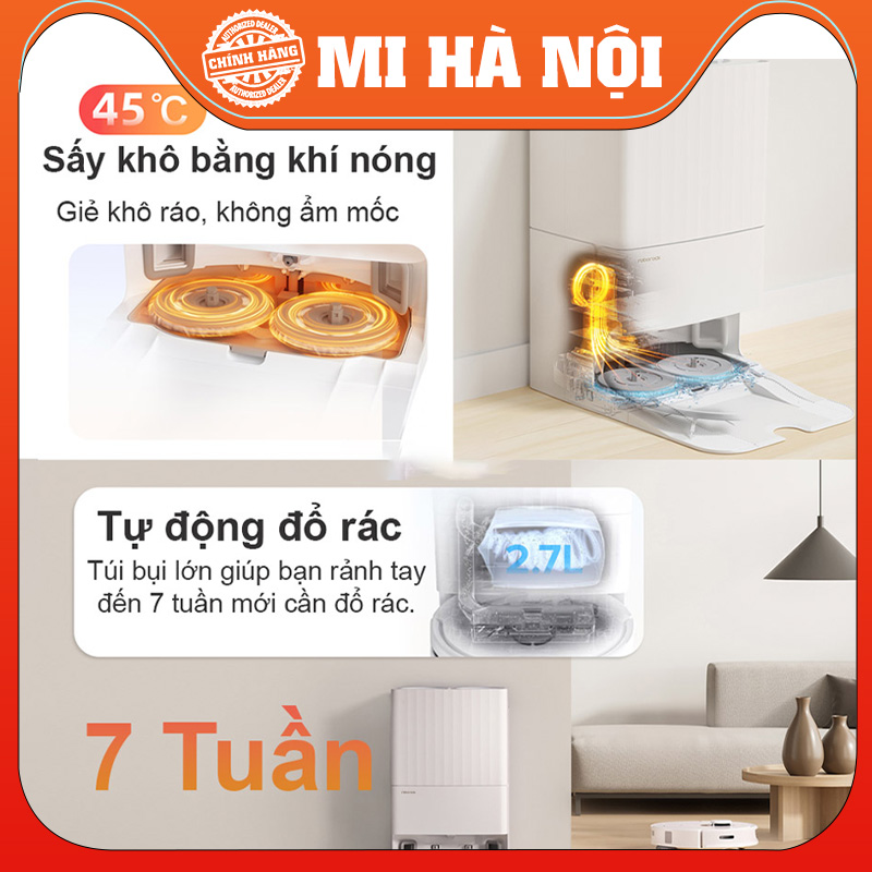 Robot hút bụi lau nhà Roborock Q Revo- Tự giặt giẻ, sấy nóng, lau xoay, thu rác vào túi- Hàng Chính hãng