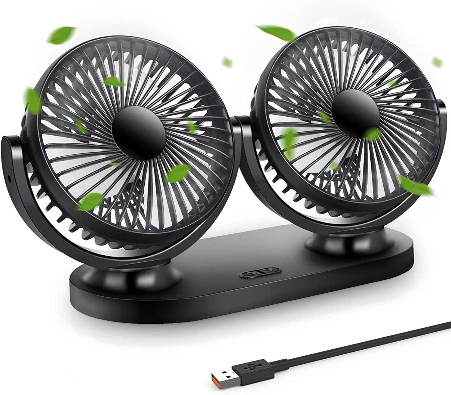 Máy kích thích USB Cái quạt nhỏ mũ đôi 360 176; quạt xách tay quay với tốc độ 3-đẩy thích hợp cho xe/bàn/văn phòng/cắm trại/câu cá, v.v