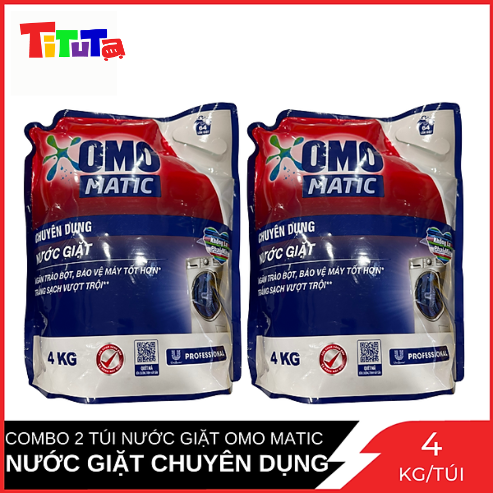 Combo 2 Túi Nước Giặt Omo Matic Chuyên Dụng Túi 4kg x2