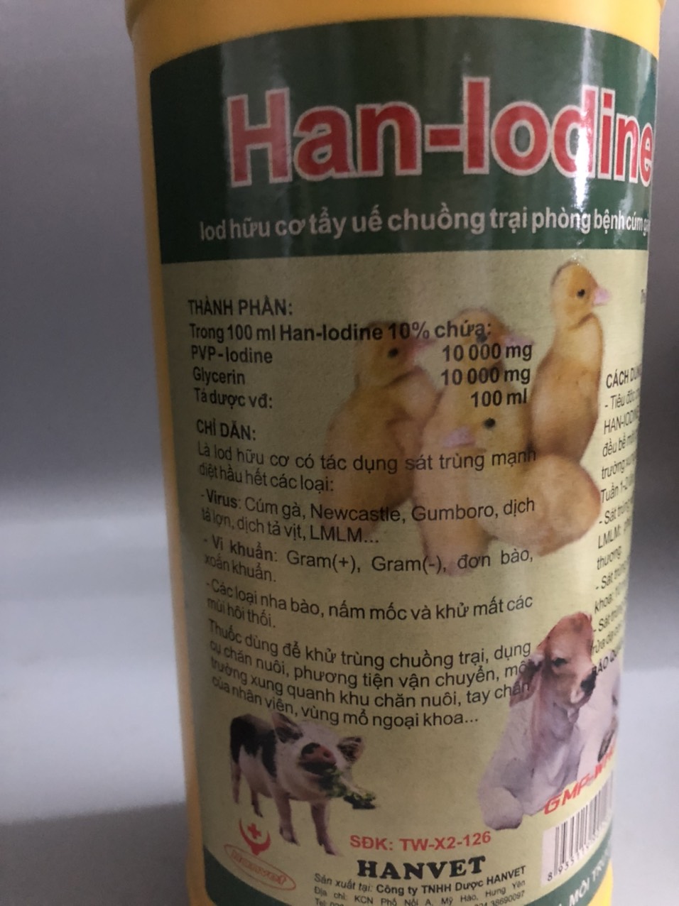 Han Iodine/Han-Iodine dùng khử khuẩn chuồng trại, sát trùng vết thương (1lít/chai)