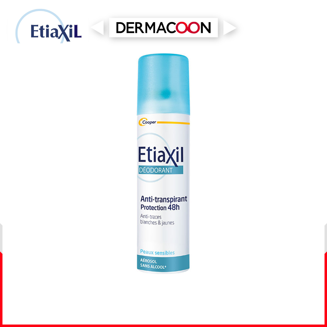 Xịt Khử Mùi Hàng Ngày Etiaxil Déodorant Anti-Transpirant 48h Anti-Traces Blanches &amp; Jaunes 150ml (Dạng Xịt Phun Sương)