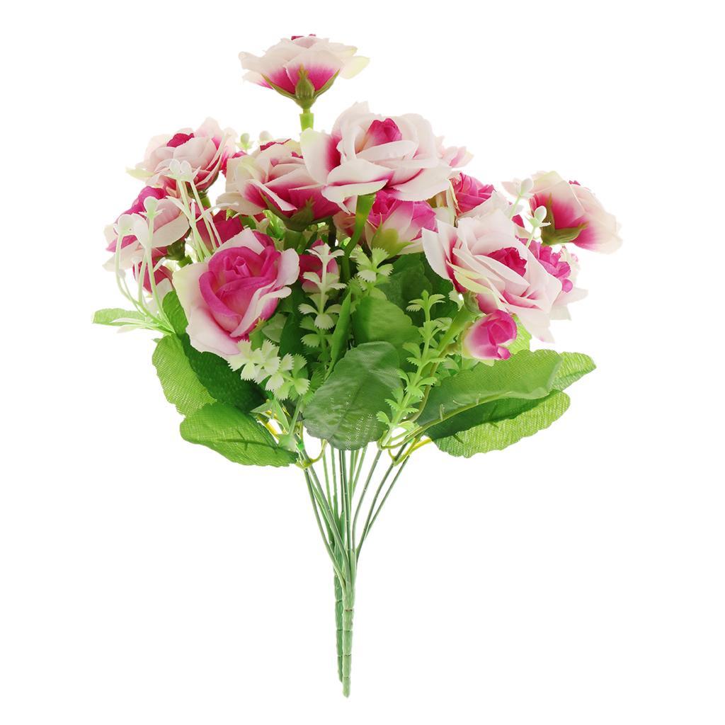 2 Piece Artificial Silk Rose Flower Bouquet Plant Wedding Decor