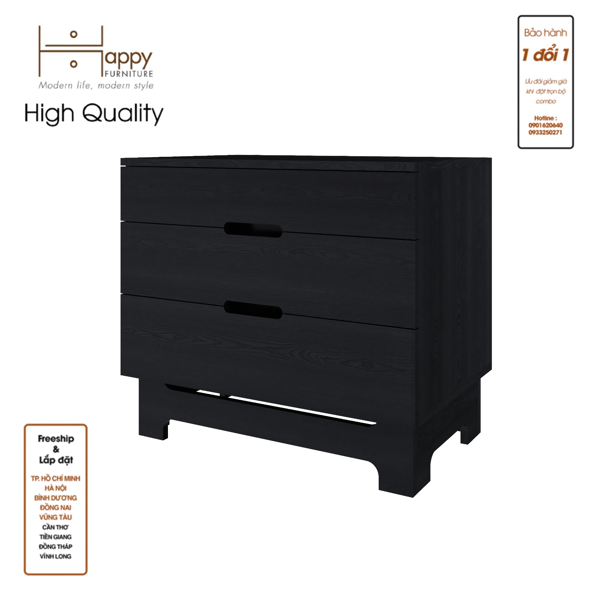 [Happy Home Furniture] MOLLY, Tủ lưu trữ 3 ngăn kéo, 70cm x 45cm x 62cm ( DxRxC), THK_106