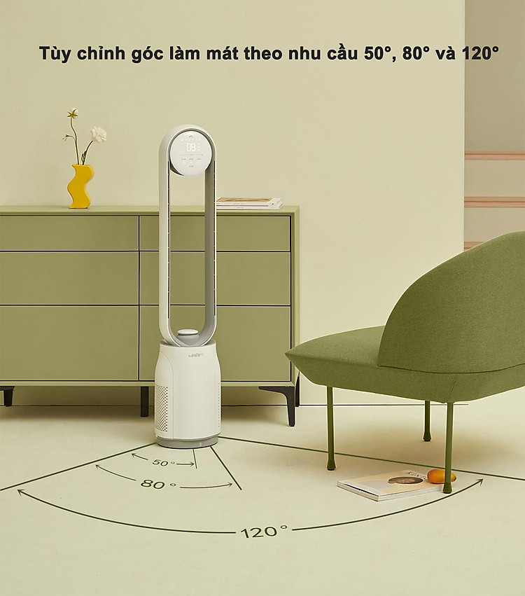 Quạt Không Cánh Xiaomi Keheal A4 Kiêm Lọc Không Khí Cấp 12 Cấp Độ Gió Độ Ồn Thấp Tạo Lọc Khử Khuẩn Ion - Hàng Nhập Khẩu