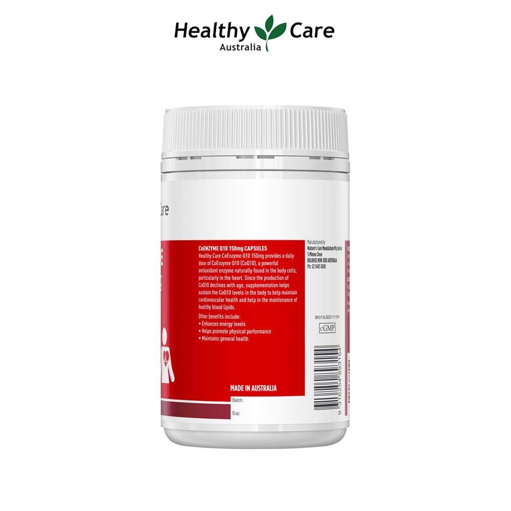 Bổ tim Úc Healthy Care CoEnzyme Q10 150mg giúp duy trì sức khỏe tim mạch, nâng cao sức khỏe chung - OZ Slim Store