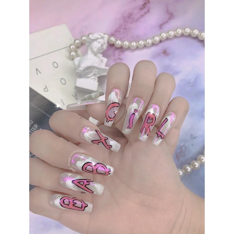 Nail Box thiết kế _ phong móng thang vẽ chữ Baby Gỉl siêu xinh