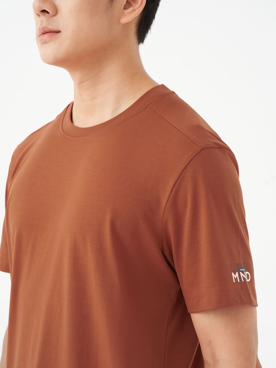 Áo Thun Nam MIND Tay Ngắn Cổ Tròn 5S FASHION, Trơn Basic,Tay In Chữ Nổi Bật, Dễ Mặc (ATS24031)