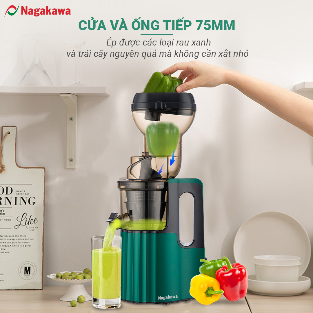 Máy ép chậm Nagakawa NAG0817 – Dung tích 300ml – Công suất 150w - Hàng Chính Hãng