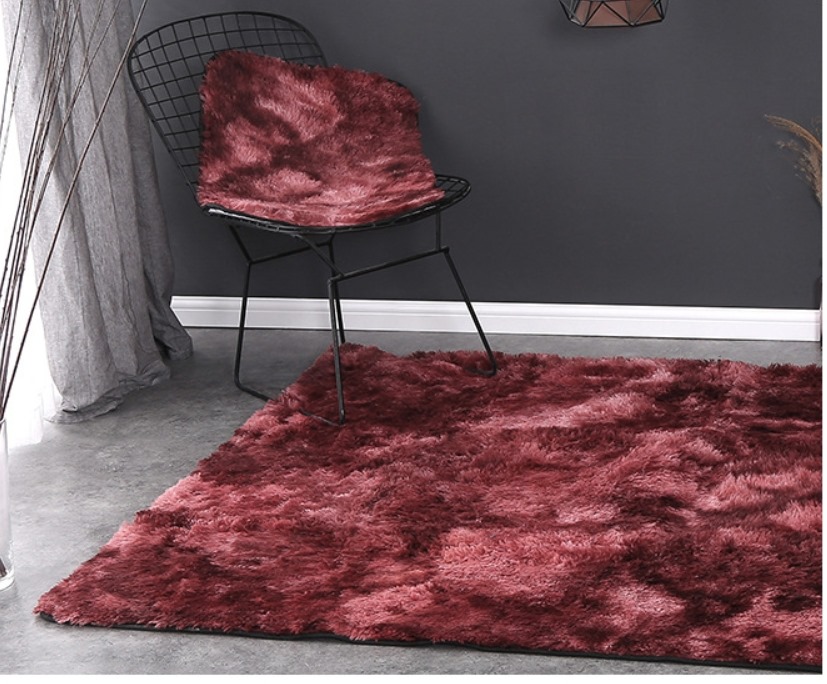 Thảm lông trải sàn màu đỏ loang - 1m6x2m