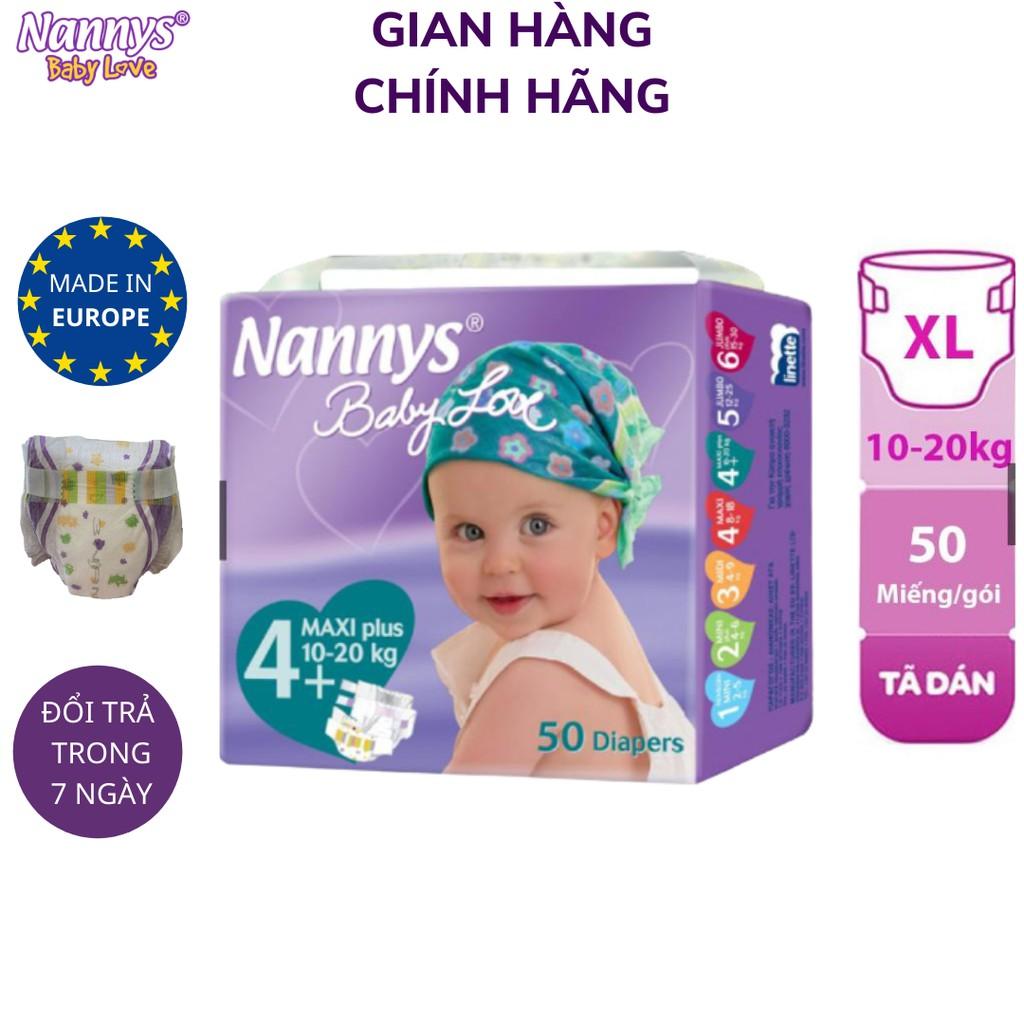 Tã/ bỉm DÁN Nannys Maxi + XL 50 miếng (Cho bé 10-20kg)