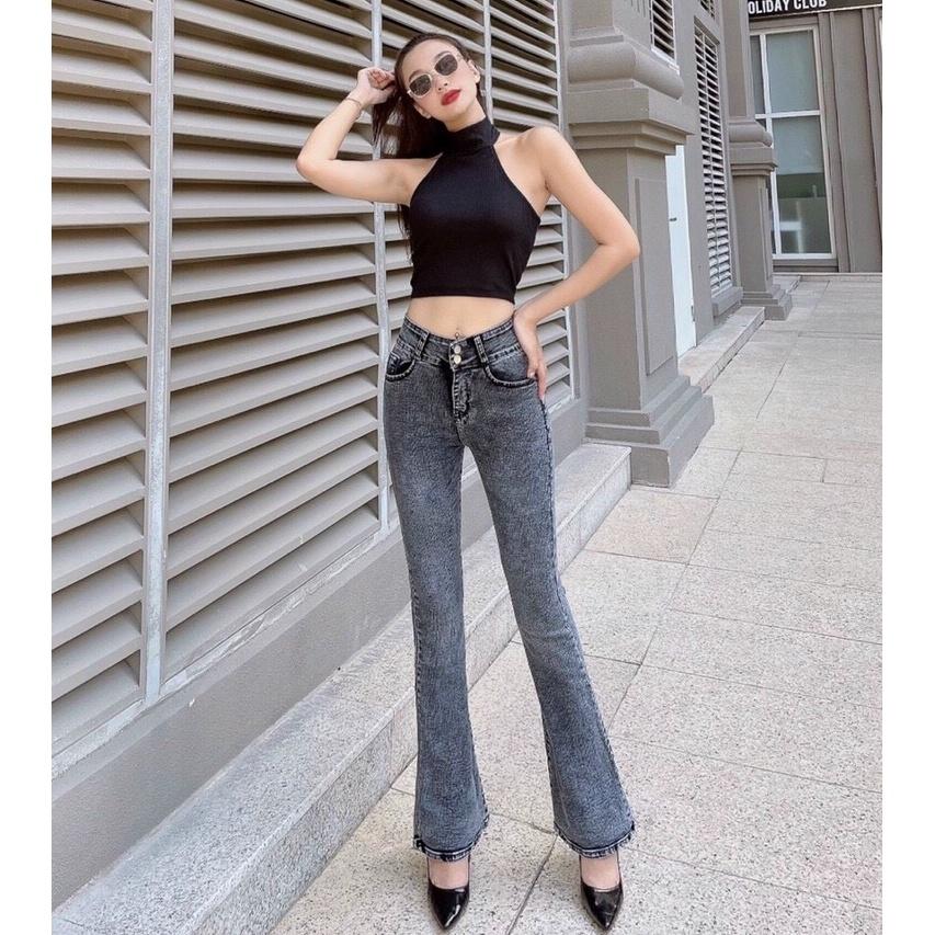 Quần Jean Nữ LƯng Cao Co Giãn 2 Nút Mau Xám Đẹp Store 257