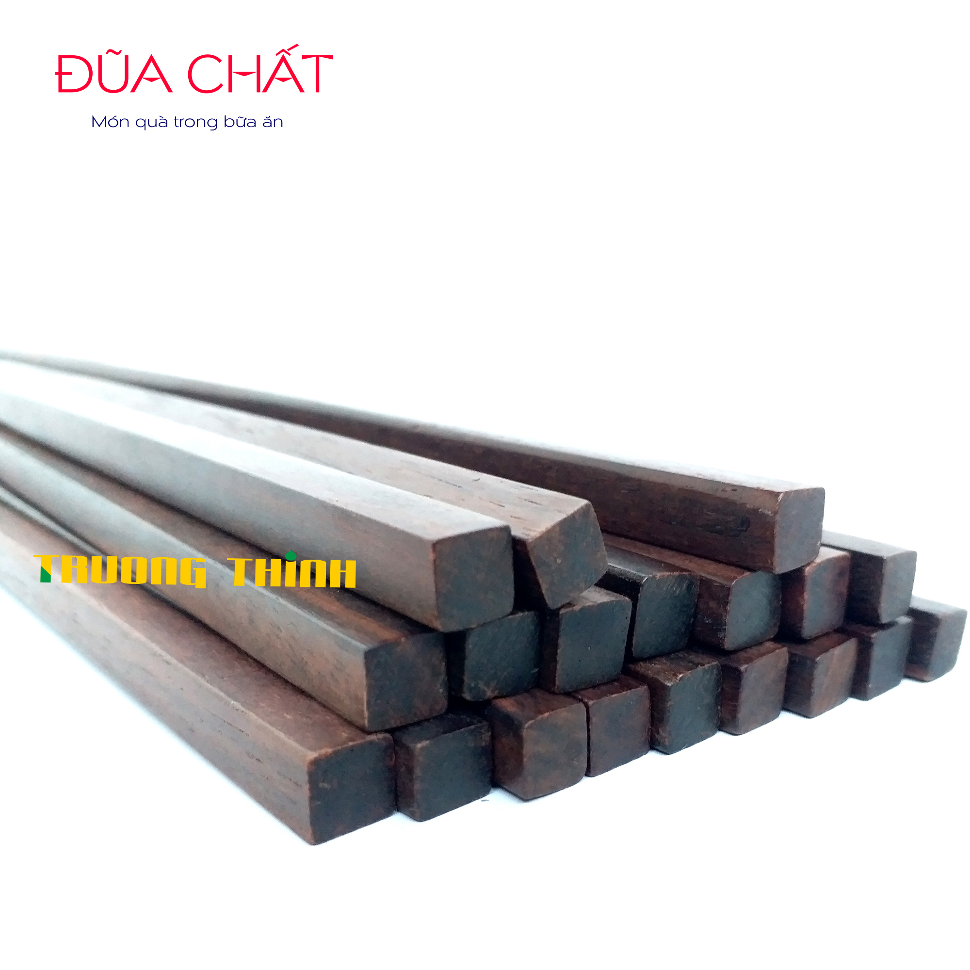 [ Hot ] Đũa Dùng Ăn 100% Gỗ Trắc Thương Hiệu TRƯỜNG THỊNH - Hộp Màu Đỏ - 10 Đôi Vuông Trơn.