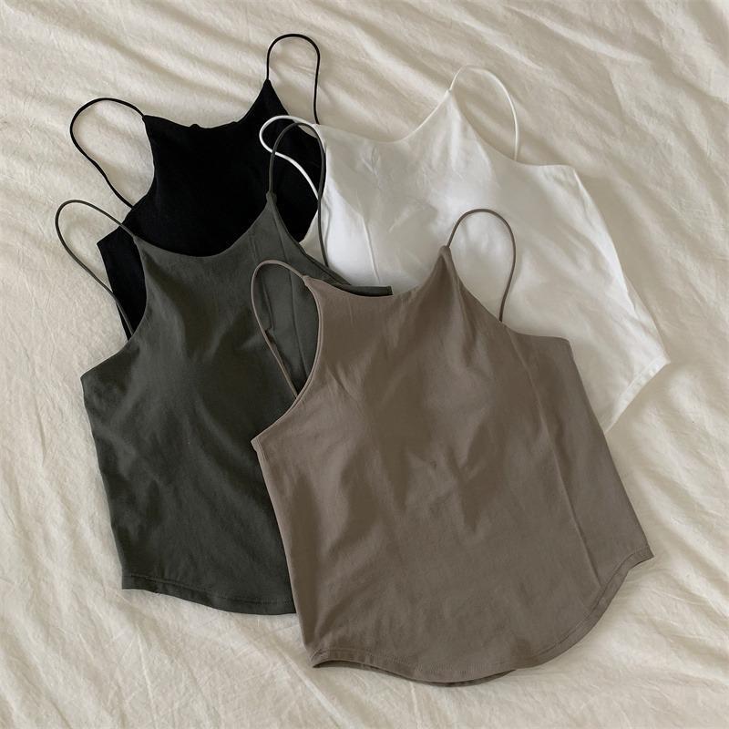 Áo Bra 2 dây mảnh CỔ YẾM dáng dài,cá tính Hot trend, có đệm mút may liền áo, nângngực, chất mềm mịn, có nhiều màu lựa chọn cho Nữ Top Women Cotton