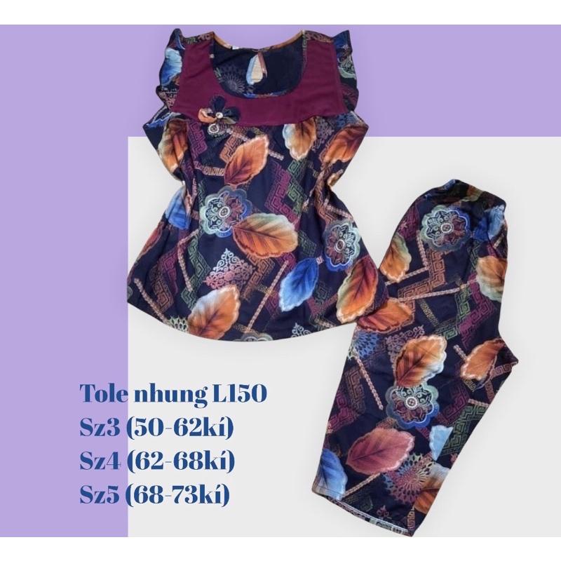 Đồ bộ Tole lửng nhung thiết kế phối màu