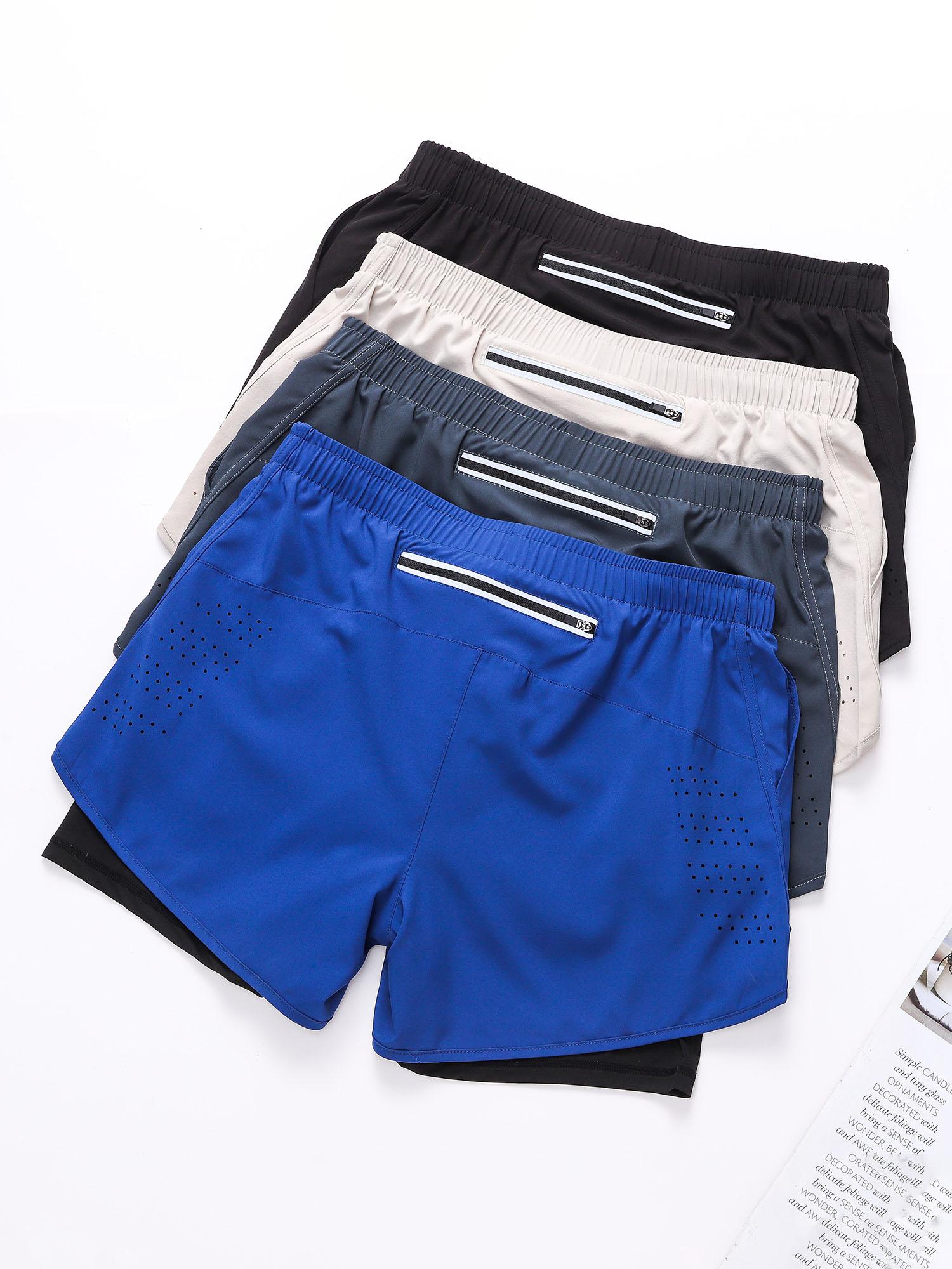Quần short thể thao nam có lót 2 trong 1 kèm túi Quần short thể dục chạy xe đạp nhanh khô