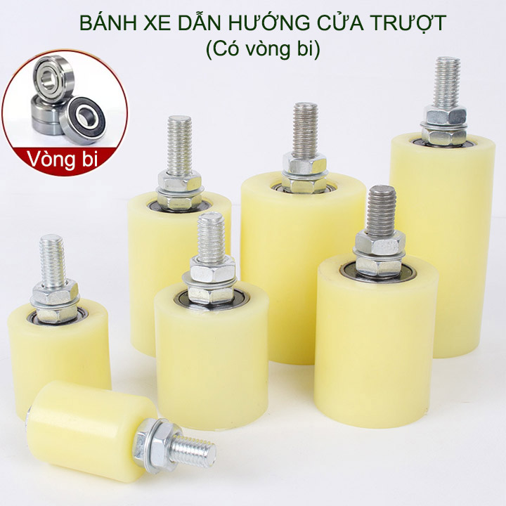 01 Bánh xe dẫn hướng cửa cổng trượt, loại có vòng bi, nhiều kích cỡ cho khách lựa chọn