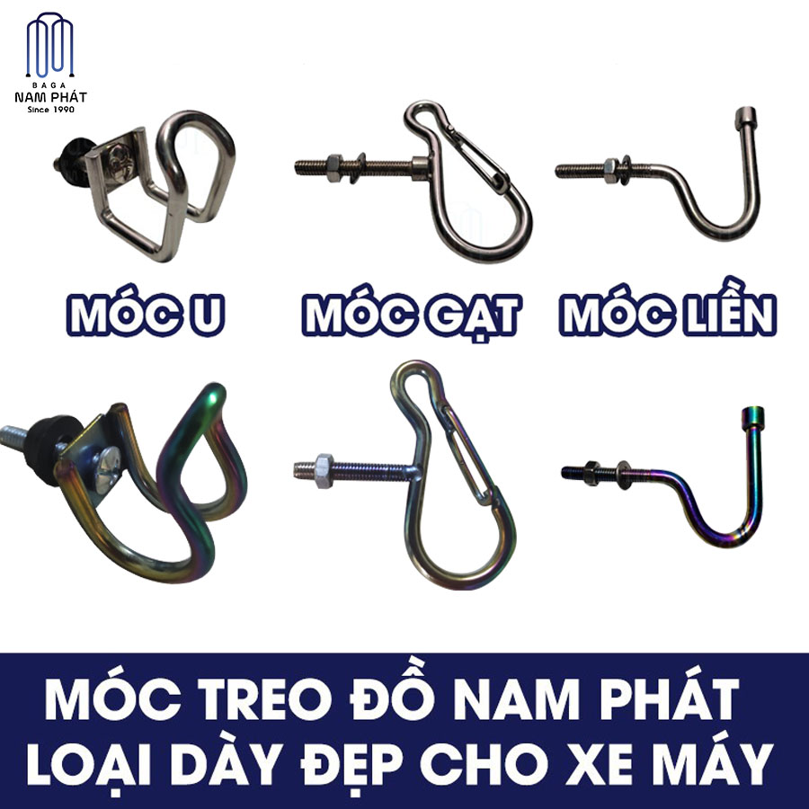 Móc Treo Đồ loại Dày Nam Phát cho xe máy Inox, Titan, 7 Màu cho mọi loại xe