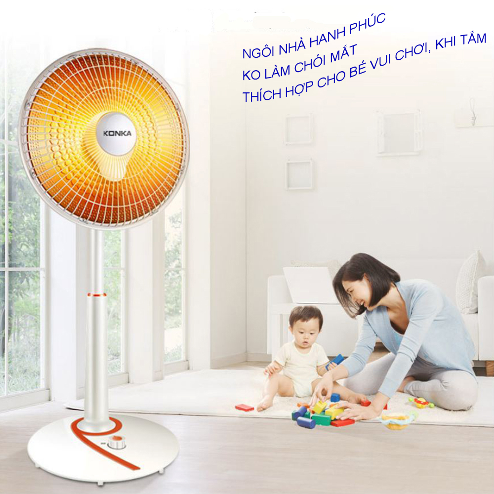 Quạt Sưởi KONKA KH-TY17 - Máy Sưởi Điện Ống HALOGEN Chân Không Làm Nóng Nhanh, Tiết Kiệm Điện, An Toàn, Ánh Sáng Dịu, Yên Tĩnh [HÀNG CHÍNH HÃNG].